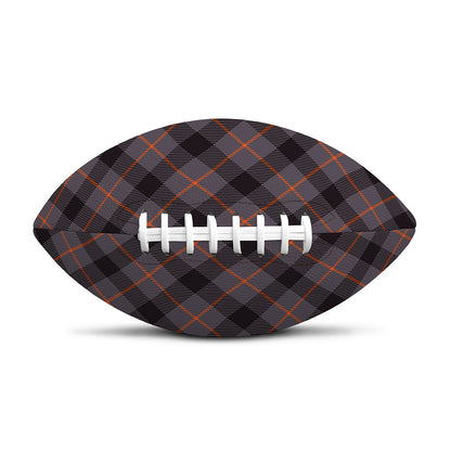 Grey And Orange Plaid Pattern Print Rugby Ball