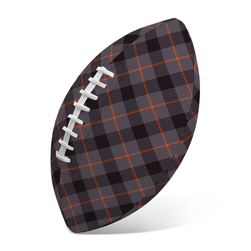 Grey And Orange Plaid Pattern Print Rugby Ball