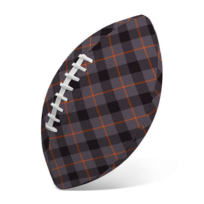 Grey And Orange Plaid Pattern Print Rugby Ball