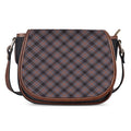 Grey And Orange Plaid Pattern Print Saddle Bag