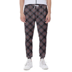 Grey And Orange Plaid Pattern Print Scuba Joggers
