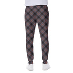 Grey And Orange Plaid Pattern Print Scuba Joggers