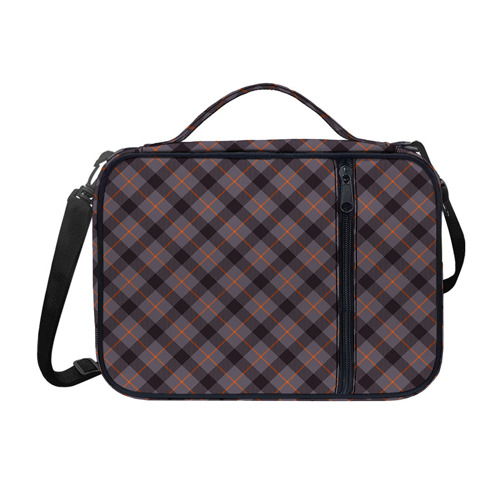 Grey And Orange Plaid Pattern Print Shoulder Strap Bible Bag