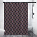 Grey And Orange Plaid Pattern Print Shower Curtain