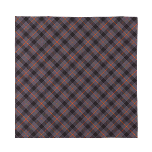 Grey And Orange Plaid Pattern Print Silk Bandana