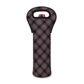 Grey And Orange Plaid Pattern Print Single Neoprene Wine Tote