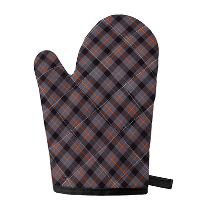Grey And Orange Plaid Pattern Print Single Oven Mitt
