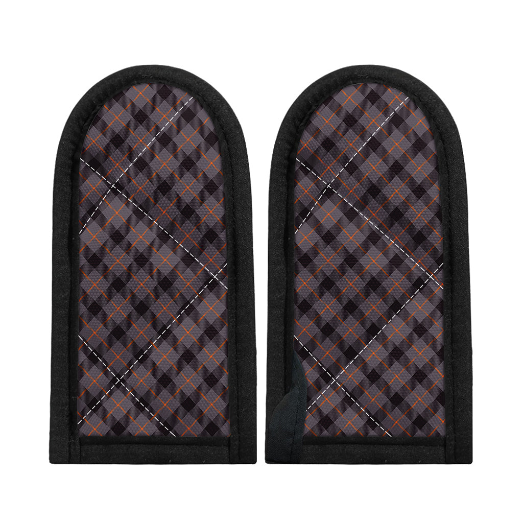 Grey And Orange Plaid Pattern Print Skillet Handle Cover