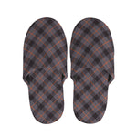 Grey And Orange Plaid Pattern Print Slippers