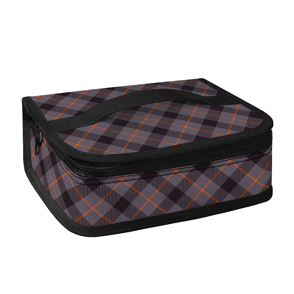 Grey And Orange Plaid Pattern Print Small Lunch Bag