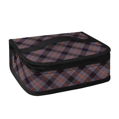 Grey And Orange Plaid Pattern Print Small Lunch Bag