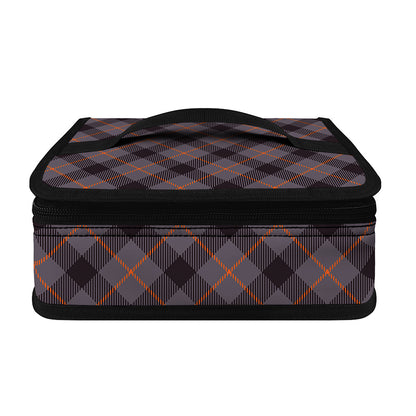 Grey And Orange Plaid Pattern Print Small Lunch Bag