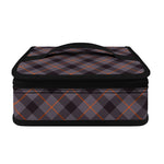Grey And Orange Plaid Pattern Print Small Lunch Bag