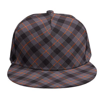 Grey And Orange Plaid Pattern Print Snapback Cap