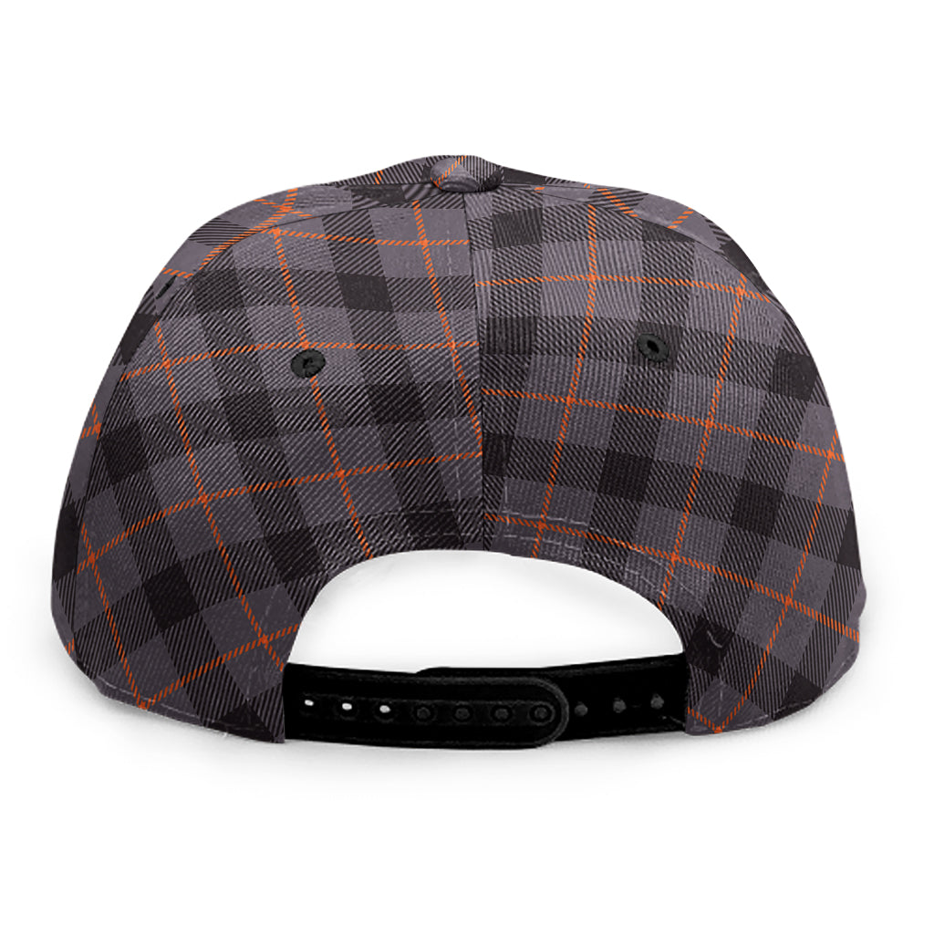 Grey And Orange Plaid Pattern Print Snapback Cap