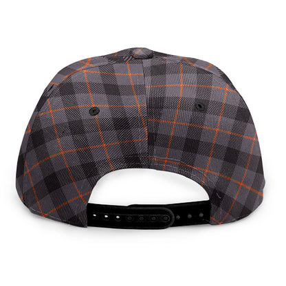 Grey And Orange Plaid Pattern Print Snapback Cap