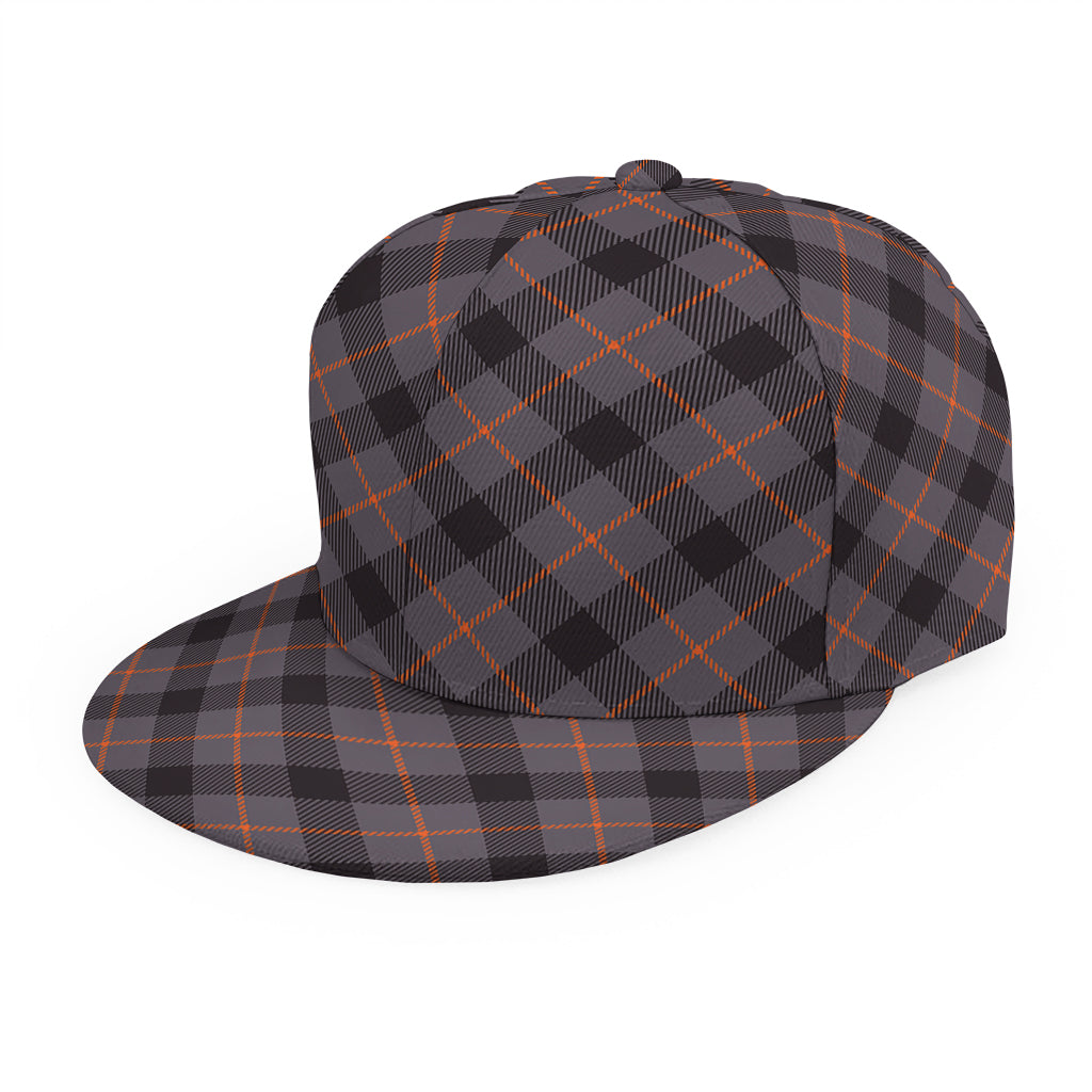 Grey And Orange Plaid Pattern Print Snapback Cap