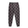 Grey And Orange Plaid Pattern Print Sweatpants