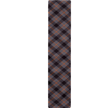 Grey And Orange Plaid Pattern Print Table Runner