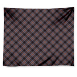 Grey And Orange Plaid Pattern Print Tapestry
