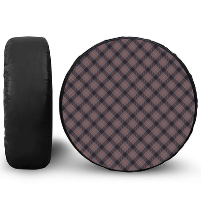 Grey And Orange Plaid Pattern Print Tire Cover