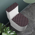Grey And Orange Plaid Pattern Print Toilet Lid And Tank Cover Set