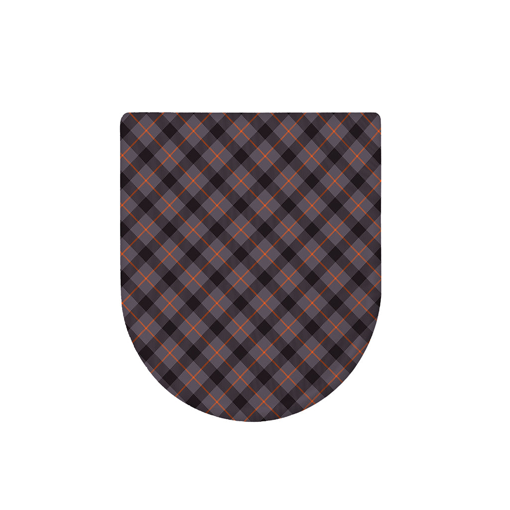 Grey And Orange Plaid Pattern Print Toilet Lid Cover