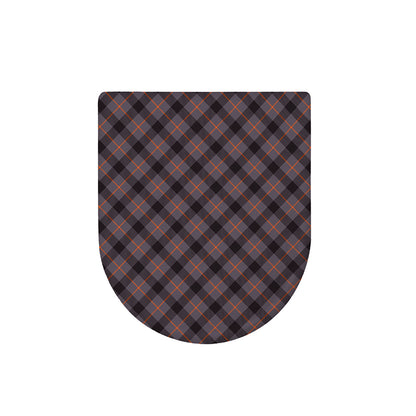 Grey And Orange Plaid Pattern Print Toilet Lid Cover