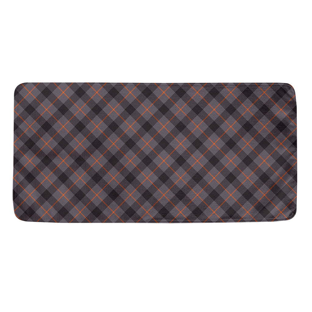 Grey And Orange Plaid Pattern Print Towel