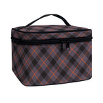 Grey And Orange Plaid Pattern Print Travel Makeup Bag