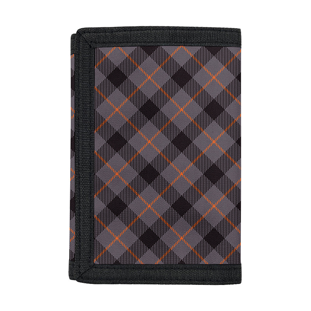 Grey And Orange Plaid Pattern Print Trifold Wallet