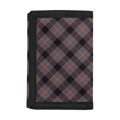 Grey And Orange Plaid Pattern Print Trifold Wallet
