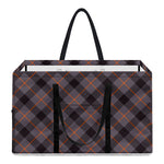 Grey And Orange Plaid Pattern Print Utility Tote Bag