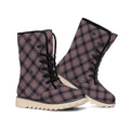 Grey And Orange Plaid Pattern Print Winter Boots