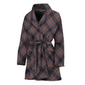 Grey And Orange Plaid Pattern Print Women's Bathrobe