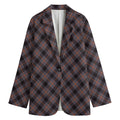 Grey And Orange Plaid Pattern Print Women's Blazer