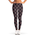 Grey And Orange Plaid Pattern Print Women's Leggings