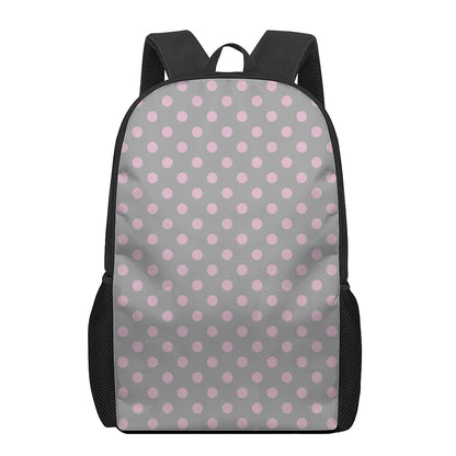 Grey And Pink Polka Dot Pattern Print 17 Inch Backpack