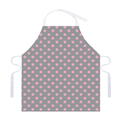 Grey And Pink Polka Dot Pattern Print Adjustable Apron
