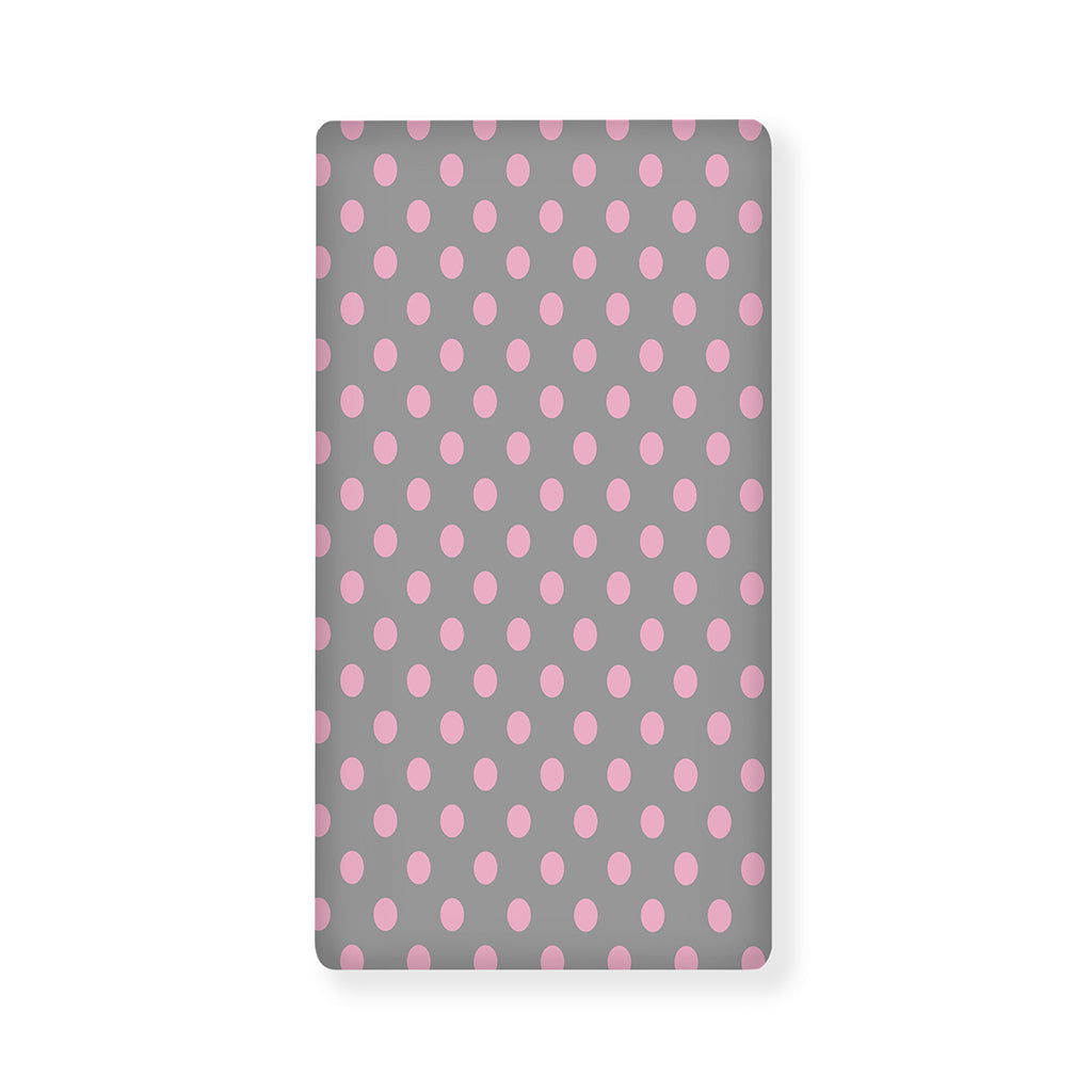 Grey And Pink Polka Dot Pattern Print Baby Crib Sheet
