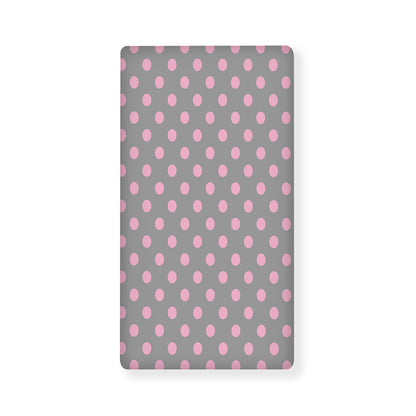 Grey And Pink Polka Dot Pattern Print Baby Crib Sheet