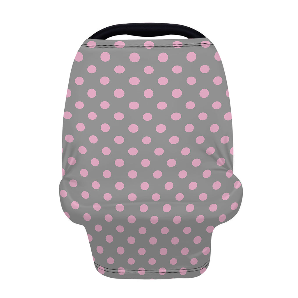 Grey And Pink Polka Dot Pattern Print Baby Seat Cover