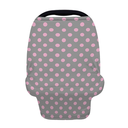 Grey And Pink Polka Dot Pattern Print Baby Seat Cover