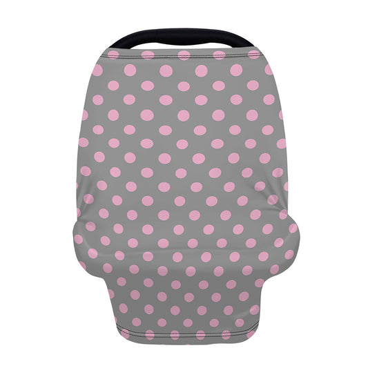 Grey And Pink Polka Dot Pattern Print Baby Seat Cover