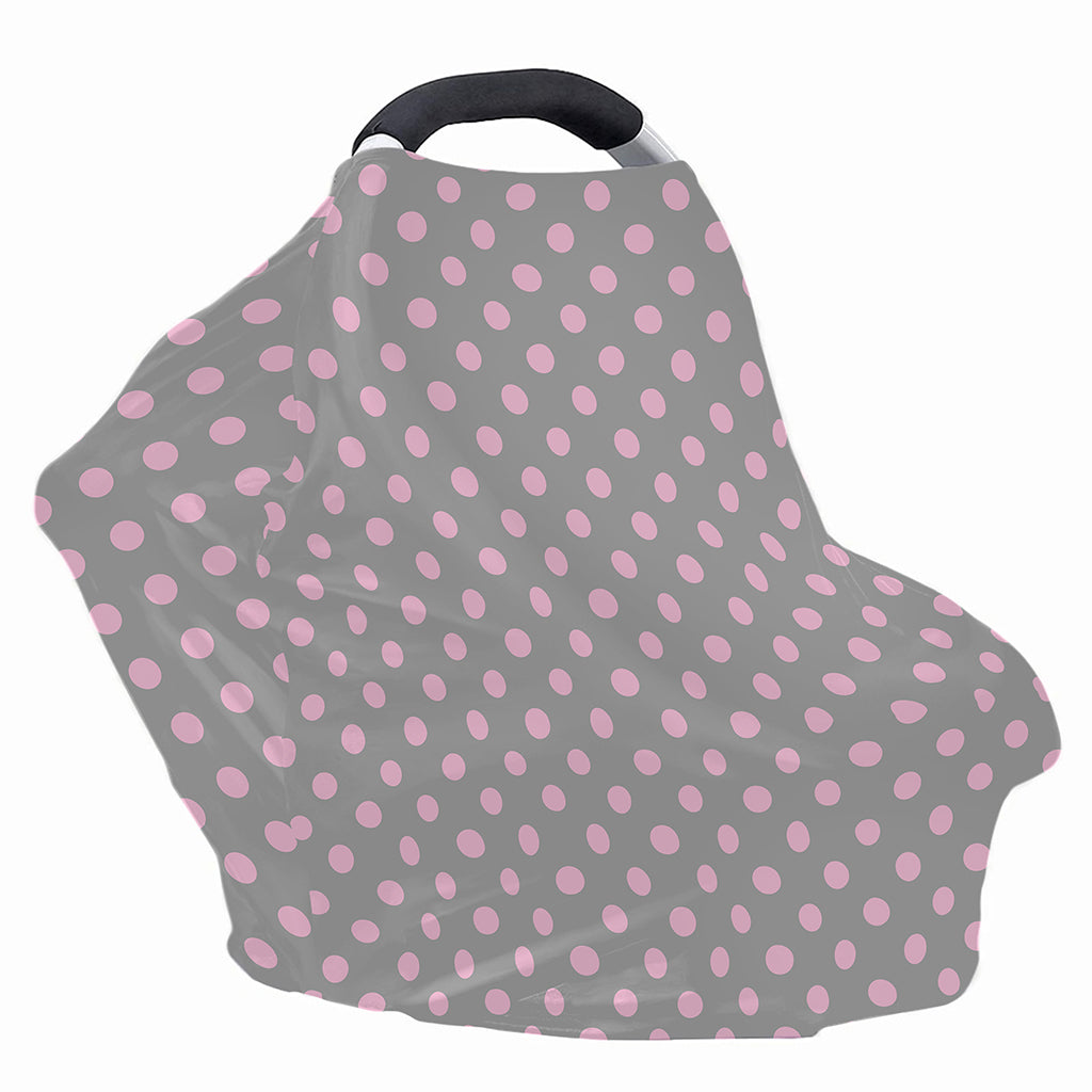 Grey And Pink Polka Dot Pattern Print Baby Seat Cover