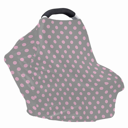 Grey And Pink Polka Dot Pattern Print Baby Seat Cover