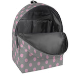 Grey And Pink Polka Dot Pattern Print Backpack