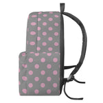 Grey And Pink Polka Dot Pattern Print Backpack