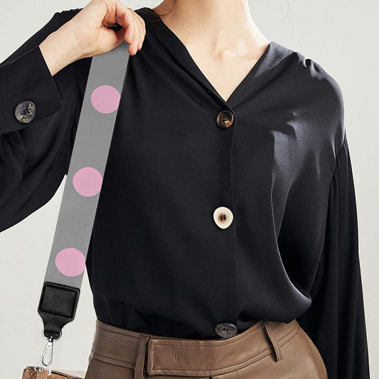 Grey And Pink Polka Dot Pattern Print Bag Strap