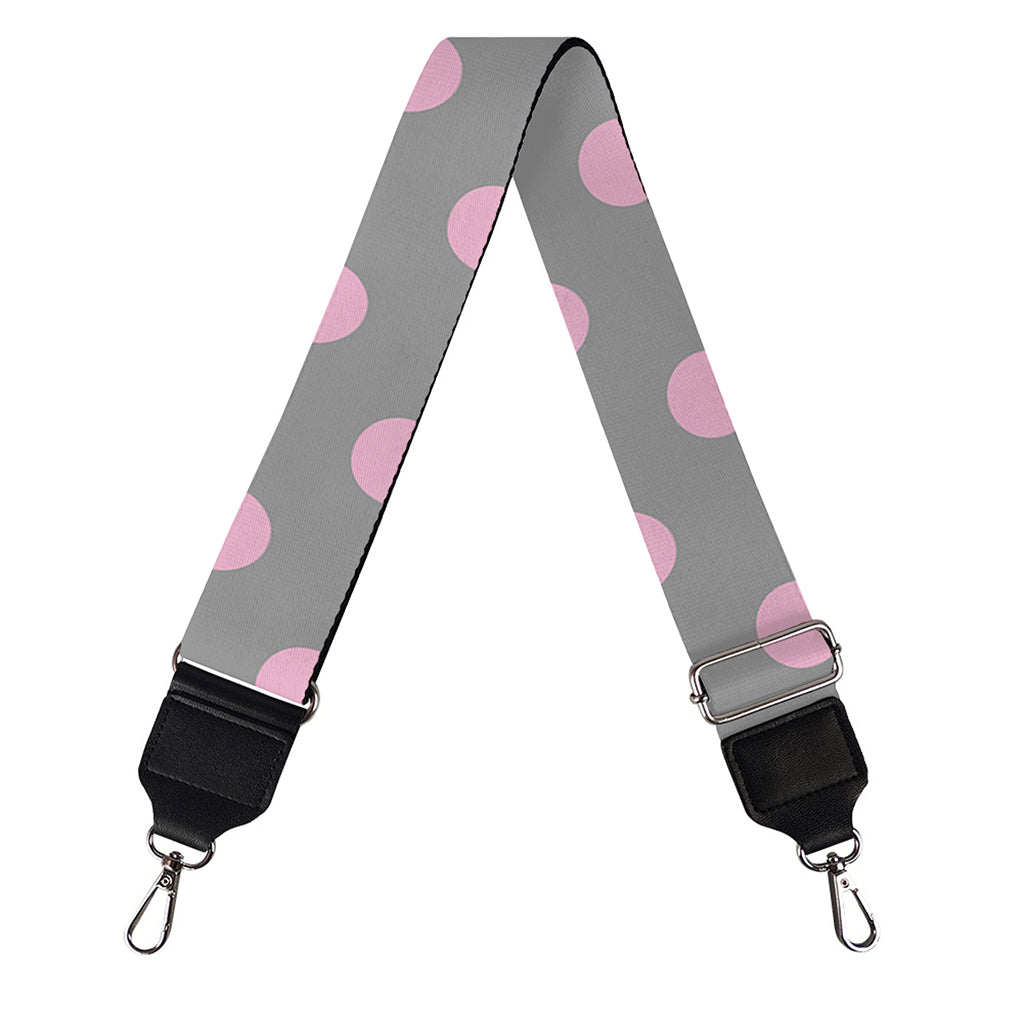 Grey And Pink Polka Dot Pattern Print Bag Strap